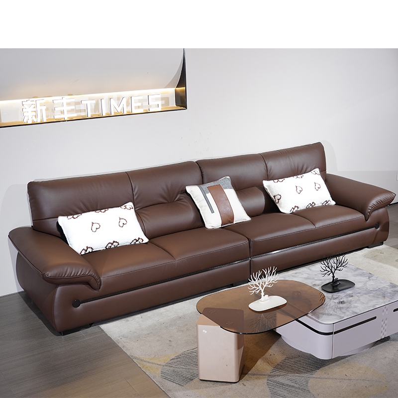 Office Furniture Custom - Maßgeschneidertes modulares Sofagarnitur, schwarzbraunes Kunstleder, Massivholzrahmen,