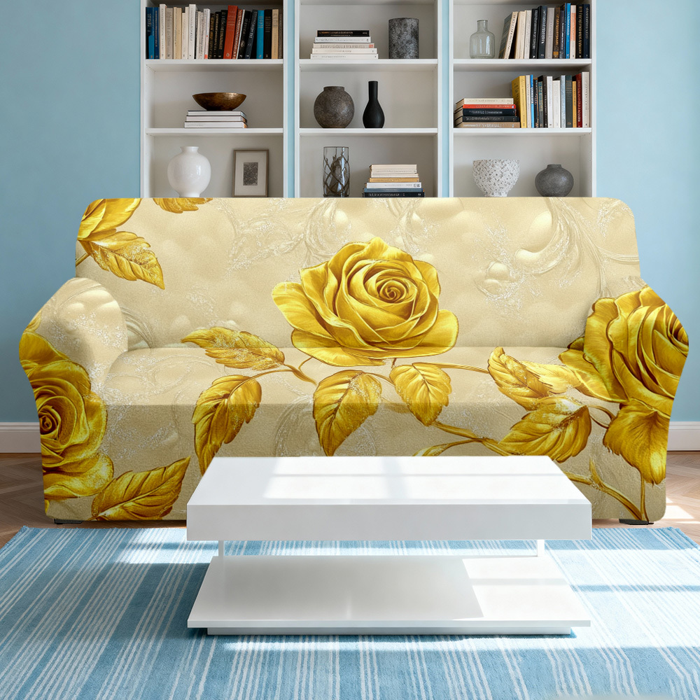 Office Furniture Removal - 1 Stück Opulenter Goldener Rosenblatt-Muster Bedruckter