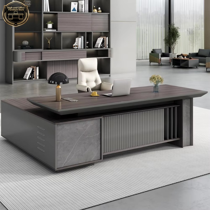 Office Furniture Custom - Maßgefertigter Großhandel Moderner L-förmiger Chefschreibtisch Weiß
