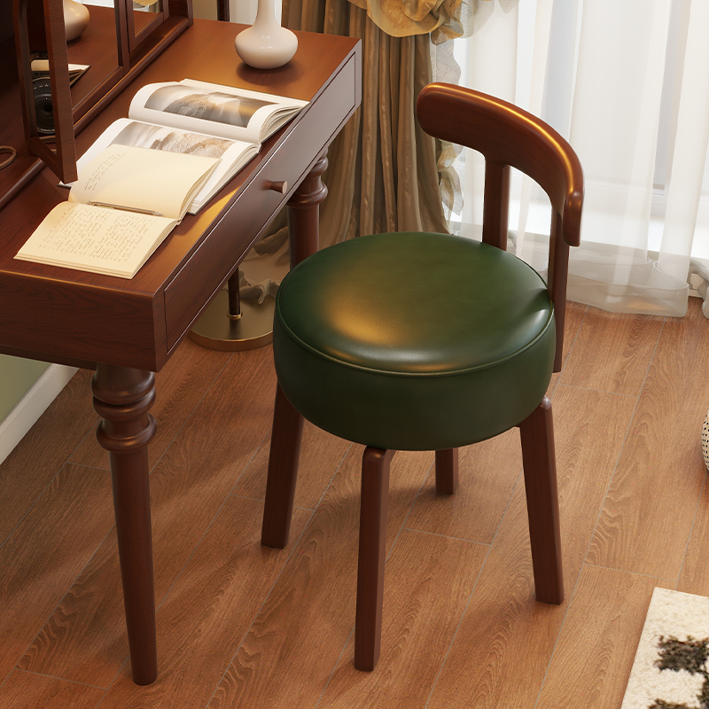 Office Furniture And Desks - Drehbarer Schminkstuhl aus Massivholz, Lederkissen, Schminkstuhl