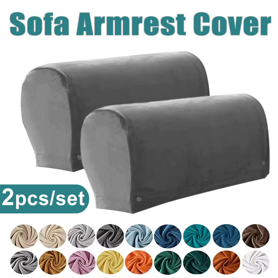 Office Furniture Removal - 2-teiliges Set Samt-Sofa-Armlehnenbezug Rutschfester Dehnbarer Couch-Armlehnen-Schutz