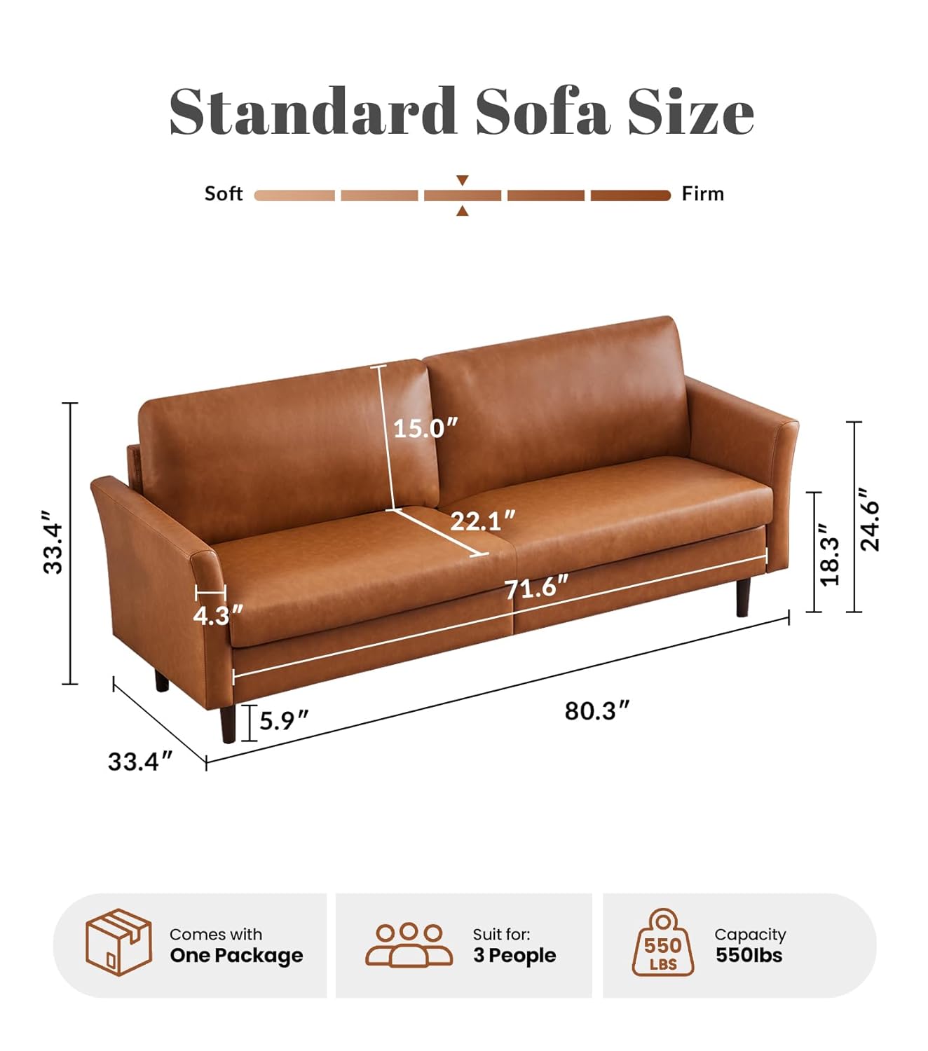 80-Zoll Kunstleder-Sofa, Mid-C – Office Furniture Custom Bewertung und Preis